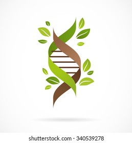 DNA, genetic icon - tree with green leaves