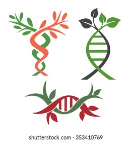 DNA, genetic icon - tree with green leaves