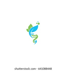 DNA Genetic Logo - Tree with Green Leaves