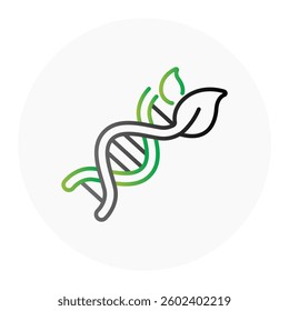 DNA Genetic Modification Icon. Gene Editing and Agriculture Symbol. Illustration for Biotech Farming Concept.