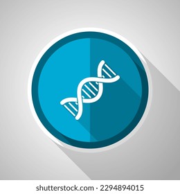 Adn, símbolo de molécula genética, icono azul vector de diseño plano con sombra larga