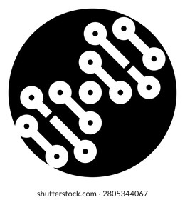 Dna genetic sequence representation in a minimalist black and white icon, symbolizing biology, science, and the intricate structure of life's building blocks for research and education