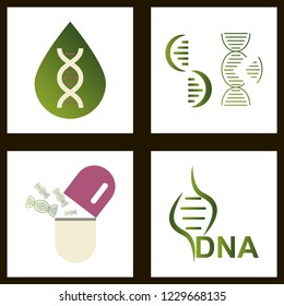 DNA, genetic sign, elements and icons collection