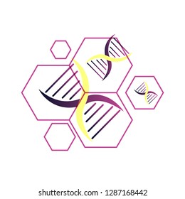 DNA, genetic sign, elements and icons collection