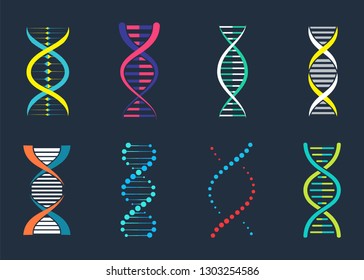 DNA, genetic sign, elements and icons collection. Pictogram of DNA Symbol Isolated. Dna vector.