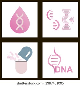 DNA, genetic sign, elements and icons collection