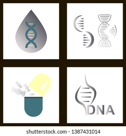 DNA, genetic sign, elements and icons collection