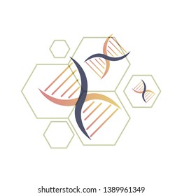 DNA, genetic sign, elements and icons collection