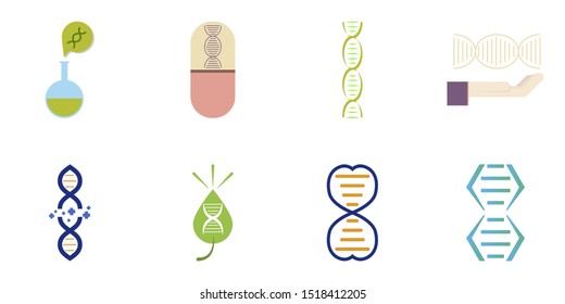 DNA, genetic sign, elements and icons collection