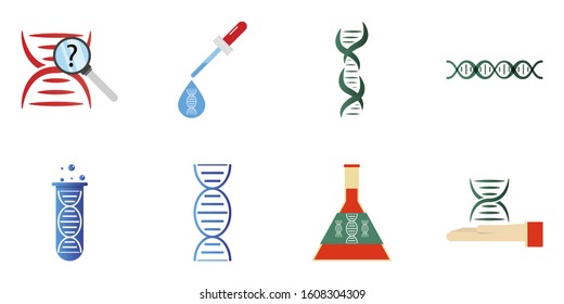DNA, genetic sign, elements and icons collection