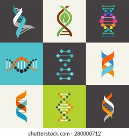 DNA, Genetic Sign, Elements And Icons Collection