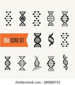 DNA, genetic sign, elements and icons collection
