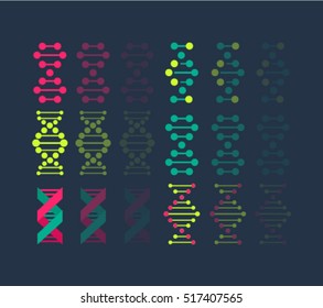 Sammlung von DNA, genetischen Zeichen, Elementen und Symbolen