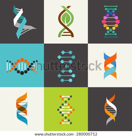 DNA, genetic sign, elements and icons collection