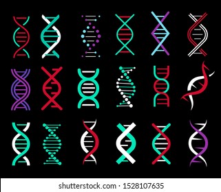 DNA, genetic sign, elements. Pictogram of DNA Symbol Isolated. Modern simple microbiological icons.