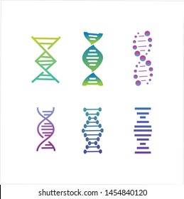 DNA genetic sign, icons and elements collection. colorful of DNA Symbol Isolated. DNA logo vector.