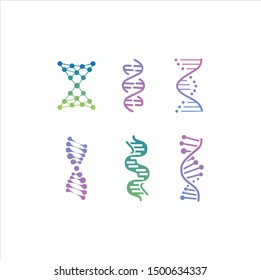 DNA genetic sign, icons and elements collection. colorful of DNA Symbol Isolated. DNA logo vector.