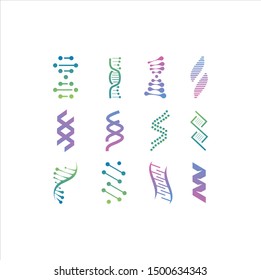 DNA genetic sign, icons and elements collection. colorful of DNA Symbol Isolated. DNA logo vector.