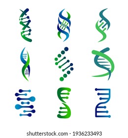 DNA genetic sign, icons and elements collection. colorful of DNA Symbol Isolated. DNA logo vector