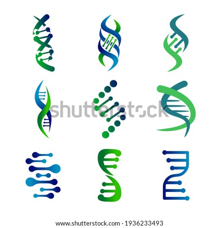 DNA genetic sign, icons and elements collection. colorful of DNA Symbol Isolated. DNA logo vector 商業照片 © 