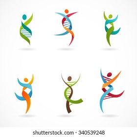 DNA, genetisches Symbol - Menschen, Mann und Frau - Symbol