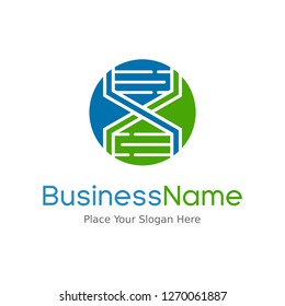 DNA genetic vector logo template. Leaf icon and chromosome. This logo is suitable for health, pharmacy, medical, business, body and icon.