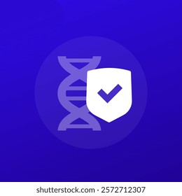 dna and genetics icon with a shield, transparent design