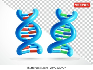 DNA-Genetik-Symbol, 3D-Vektor. Geeignet für Wissenschaft und Bildung