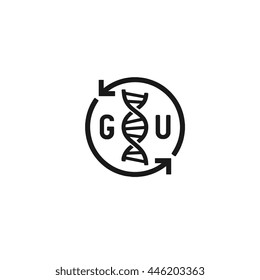 DNA genetics update icon logo, isolated on white background vector graphic shape art.