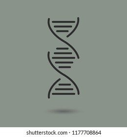 DNA genetics vector icon with shadow.