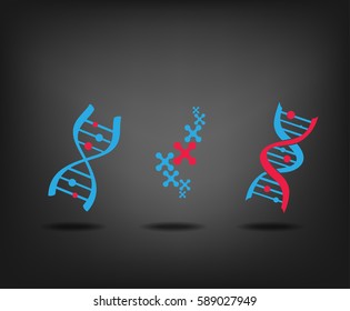 DNA, genetics vector icons set