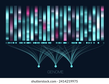 DNA-Genomtest, Genomkarte. Visualisierung großer Daten. Abstrakte Infografik-Darstellung. Grafisches Konzept für Ihr Design