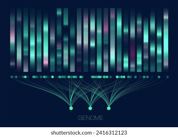 Prueba genómica del ADN, mapa del genoma. Gran visualización de datos. Representación de infografías abstractas. Concepto gráfico para su diseño