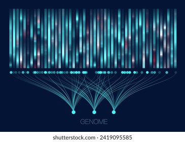 DNA genomic test, genome map. Big data visualization. Abstract infographics representation. Graphic concept for your design