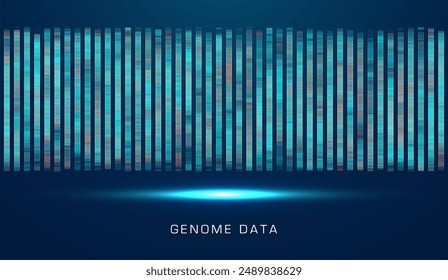 In: DNA genomic test, genome map. Visualisierung von Big Data. Abstrakte Infografik-Darstellung. Grafisches Konzept für Ihr Design