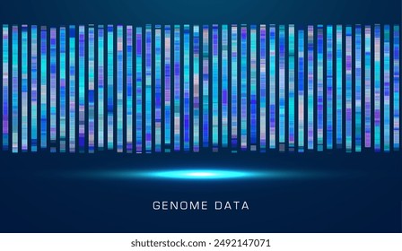 DNA genomic test, genome map. Big data visualization. Abstract infographics representation. Graphic concept for your design