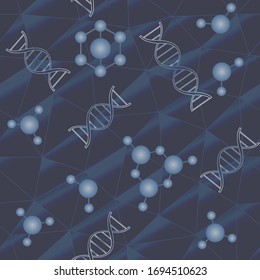 Patrón de ADN geométrico sin fisuras con fondo oscuro.