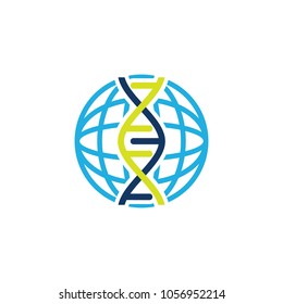 Dna Globe Logo Icon Design