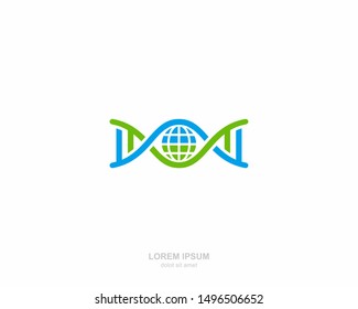 DNA globe Logo vector design template