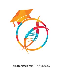 DNA graduation vector logo design. Science school vector logo concept.	