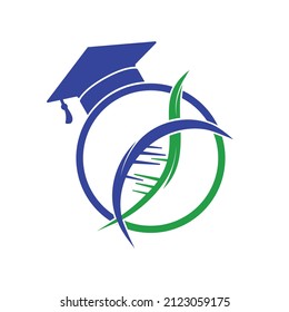 DNA graduation vector logo design. Science school vector logo concept.	
