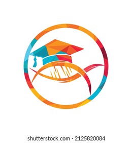 DNA graduation vector logo design. Science school vector logo concept.	