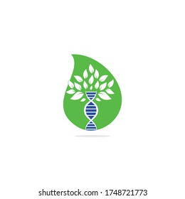 DNA mit grünen Blättern, Vektorlogo-Design.