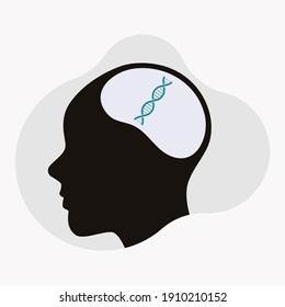 Ilustración vectorial del diseño gráfico del ADN en la cabeza