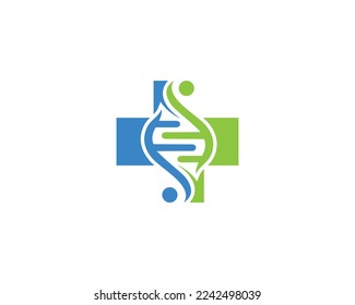 DNA And Health Medical Plus Logo Icon Design Modern Vector Template.
