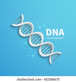DNA helix 3d vector biotechnology element with technological background line