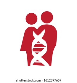 DNA helix and abstract human couple, vector