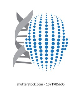 DNA helix in behind of  stylized human head, vector