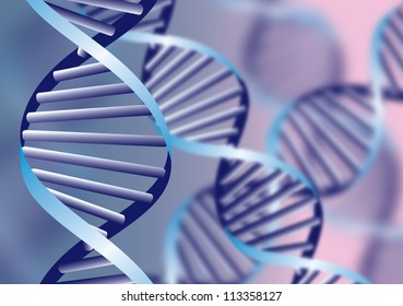 DNA helix, biochemical abstract background with defocused strands, eps10