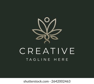 DNA helix cannabis logo design vector